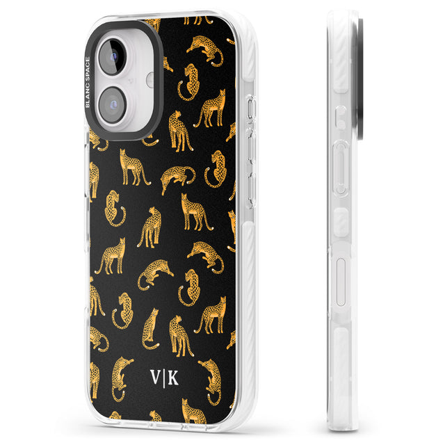 iPhone 16 Pro Max Personalised Cheetah Pattern: Black Black Impact Phone Case