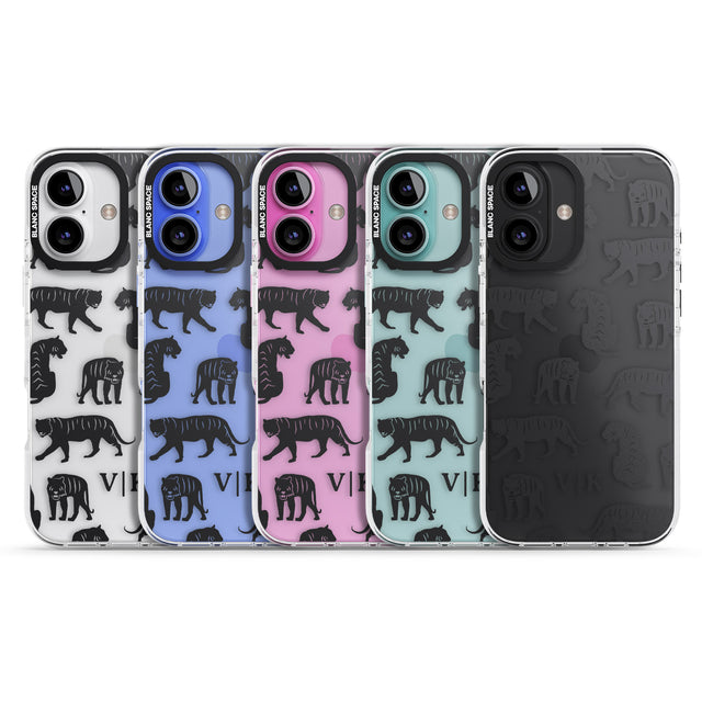 iPhone 16 Pro Max Personalised Tiger Silhouettes Black Impact Phone Case