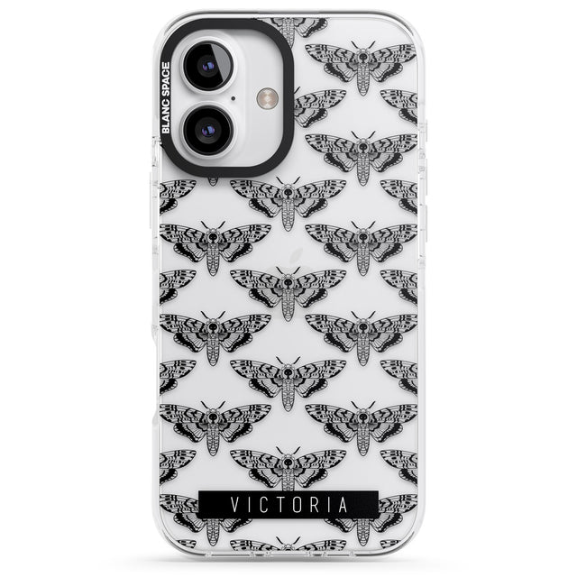 iPhone 16 Pro Max Personalised Hawk Moth Pattern Black Impact Phone Case