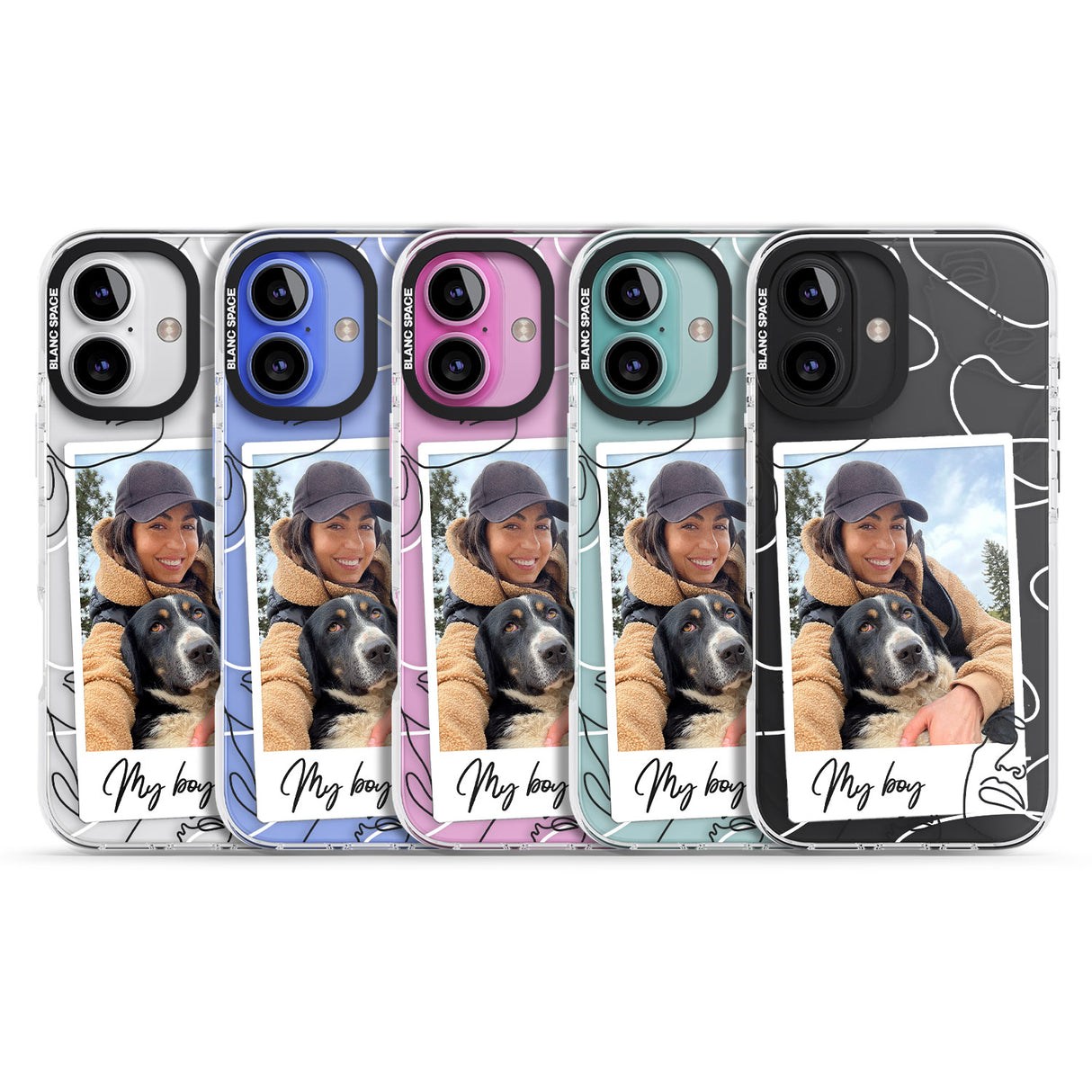 iPhone 16 Pro Max Personalised Abstract Faces Instant Photo Black Impact Phone Case