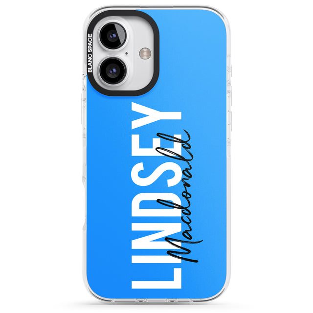 iPhone 16 Pro Max Personalised Bold Name: Blue Black Impact Phone Case