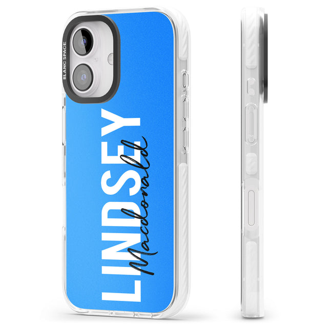 iPhone 16 Pro Max Personalised Bold Name: Blue Black Impact Phone Case