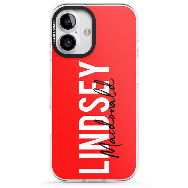 iPhone 16 Pro Max Personalised Bold Name: Red Black Impact Phone Case