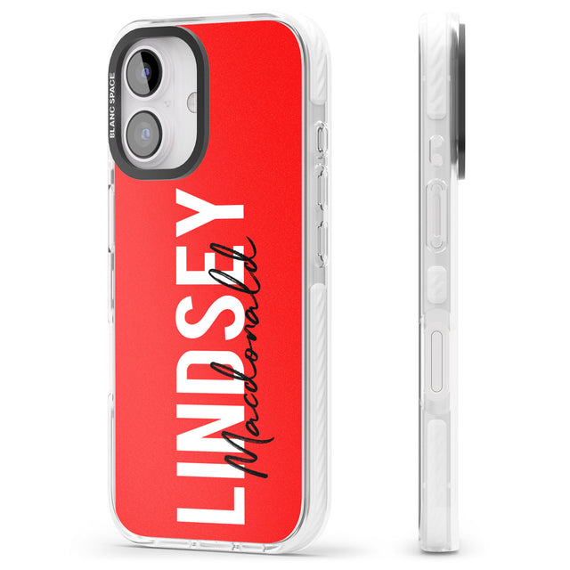 iPhone 16 Pro Max Personalised Bold Name: Red Black Impact Phone Case