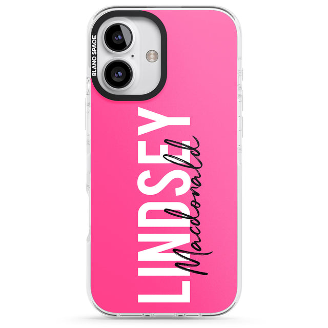 iPhone 16 Pro Max Personalised Bold Name: Pink Black Impact Phone Case