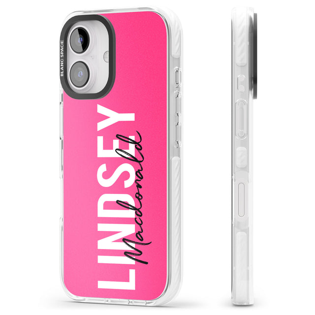 iPhone 16 Pro Max Personalised Bold Name: Pink Black Impact Phone Case