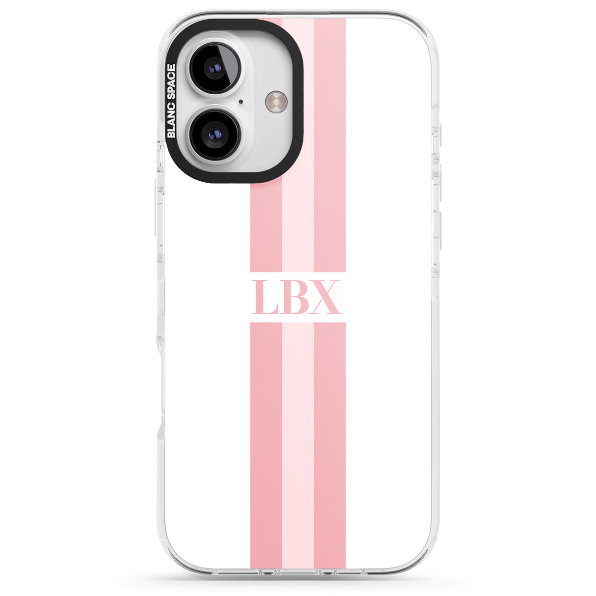 iPhone 16 Pro Max Personalised Minimal Pink Stripes Black Impact Phone Case