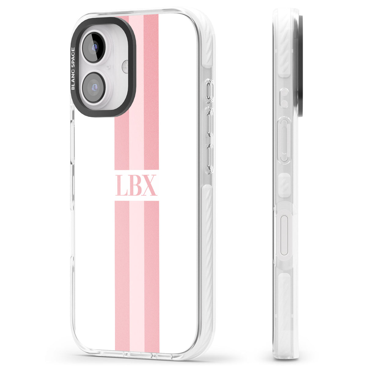 iPhone 16 Pro Max Personalised Minimal Pink Stripes Black Impact Phone Case