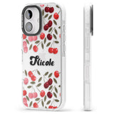 iPhone 16 Pro Max Personalised Cherry Pattern Black Impact Phone Case + Magsafe