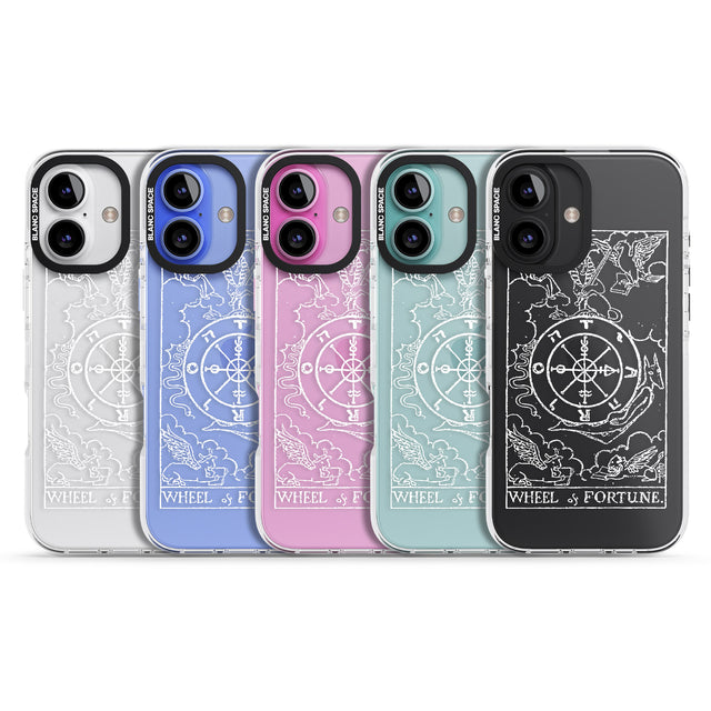 iPhone 16 Pro Max Personalised Wheel of Fortune Tarot Card - White Transparent Black Impact Phone Case