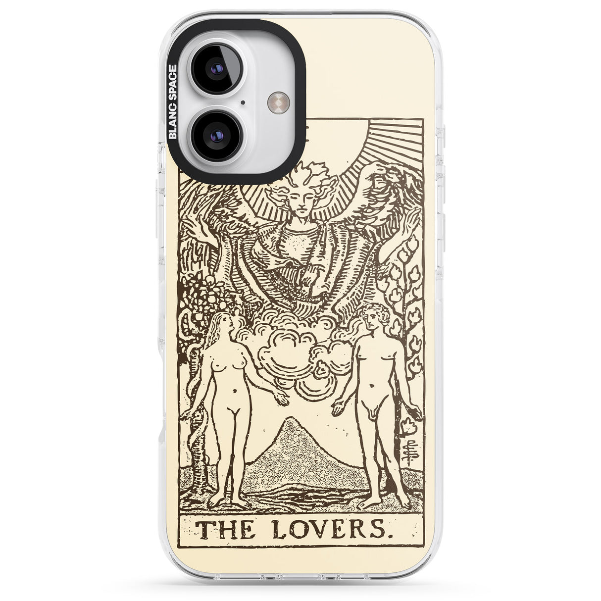 iPhone 16 Pro Max Personalised The Lovers Tarot Card - Solid Cream Black Impact Phone Case