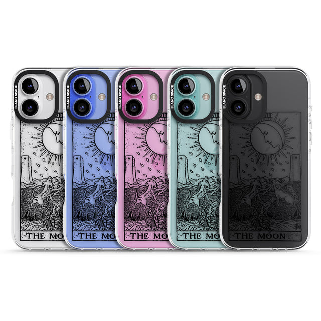 iPhone 16 Pro Max Personalised The Moon Tarot Card - Transparent Black Impact Phone Case