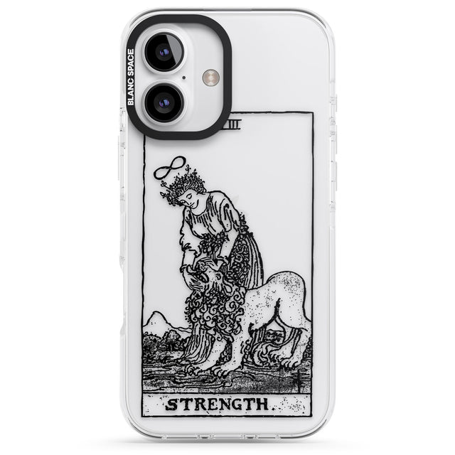 iPhone 16 Pro Max Personalised Strength Tarot Card - Transparent Black Impact Phone Case