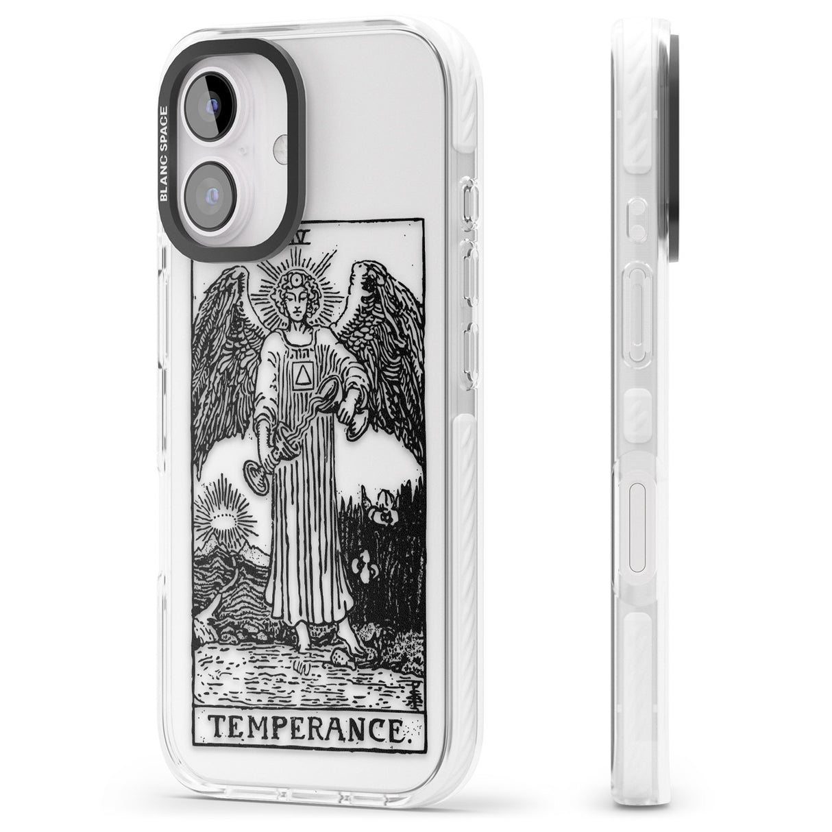 iPhone 16 Pro Max Personalised Temperance Tarot Card - Transparent Black Impact Phone Case