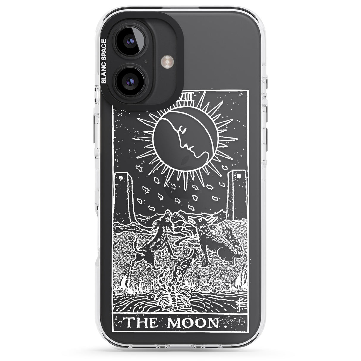 iPhone 16 Pro Max Personalised The Moon Tarot Card - White Transparent Black Impact Phone Case