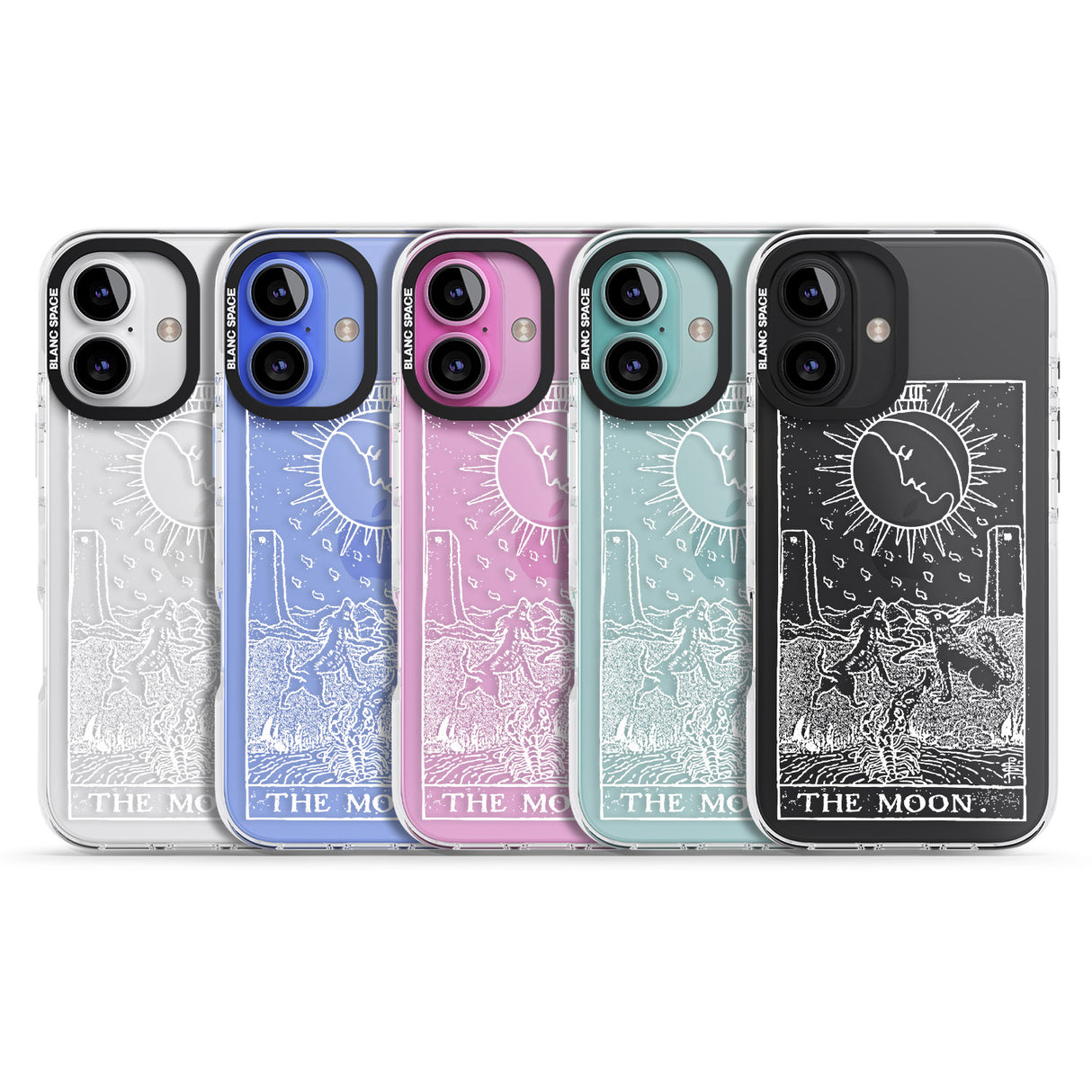 iPhone 16 Pro Max Personalised The Moon Tarot Card - White Transparent Black Impact Phone Case