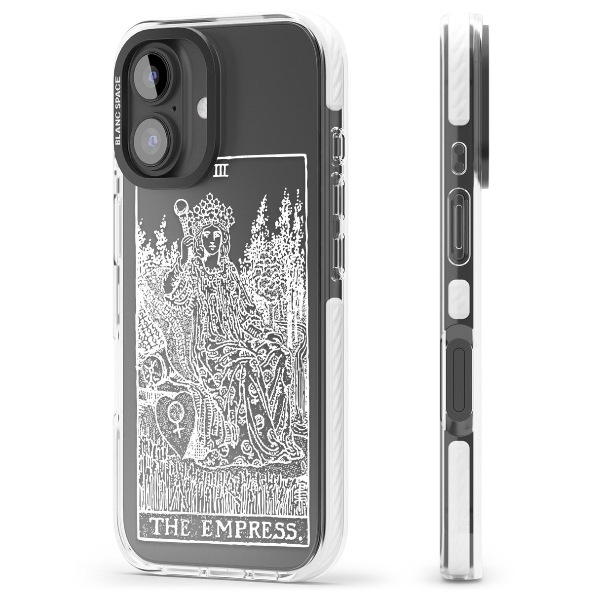 iPhone 16 Pro Max Personalised The Empress Tarot Card - White Transparent Black Impact Phone Case