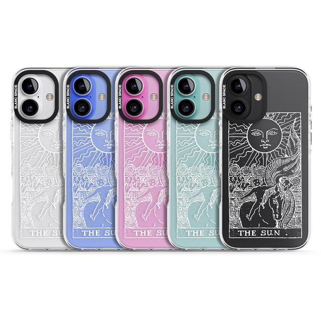 iPhone 16 Pro Max Personalised The Sun Tarot Card - White Transparent Black Impact Phone Case