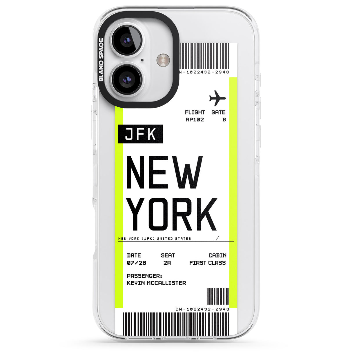 iPhone 16 Pro Max Personalised New York Boarding Pass Black Impact Phone Case