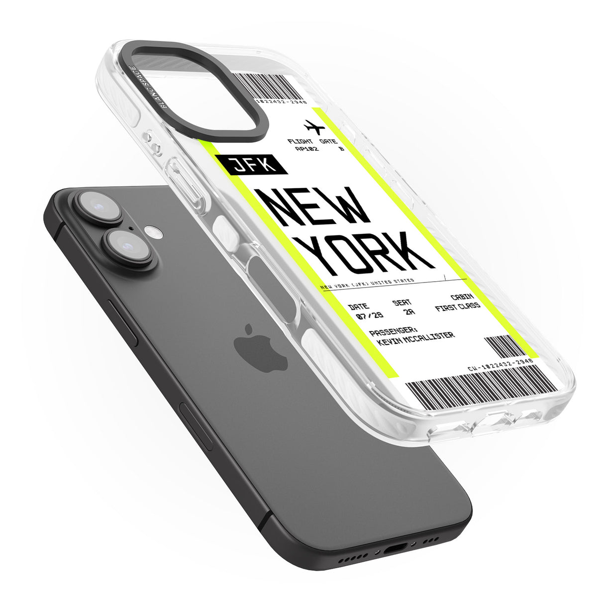 iPhone 16 Pro Max Personalised New York Boarding Pass Black Impact Phone Case