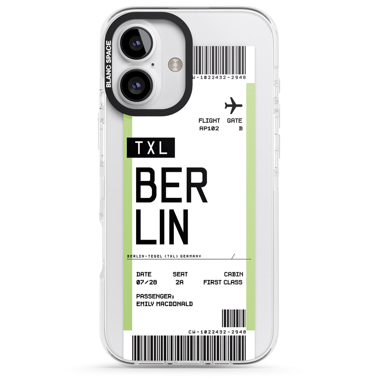 iPhone 16 Pro Max Personalised Berlin Boarding Pass Black Impact Phone Case