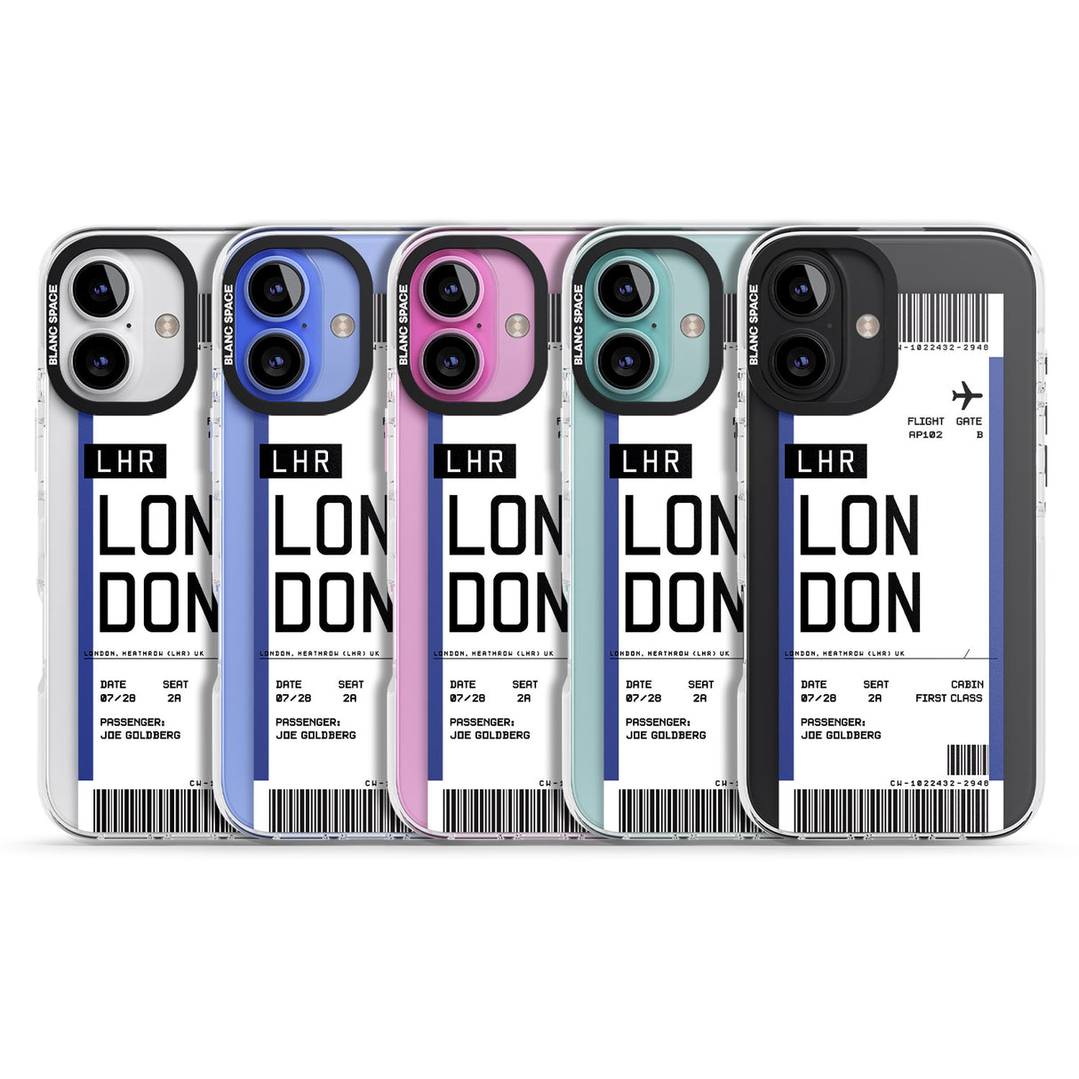 iPhone 16 Pro Max Personalised London Boarding Pass Black Impact Phone Case