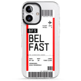 iPhone 16 Pro Max Personalised Belfast Boarding Pass Black Impact Phone Case