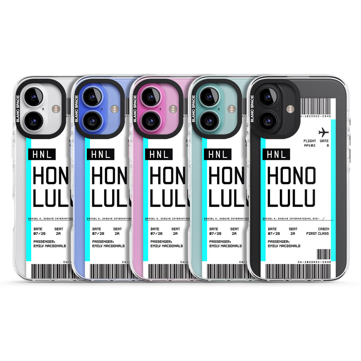 iPhone 16 Pro Max Personalised Honolulu Boarding Pass Black Impact Phone Case