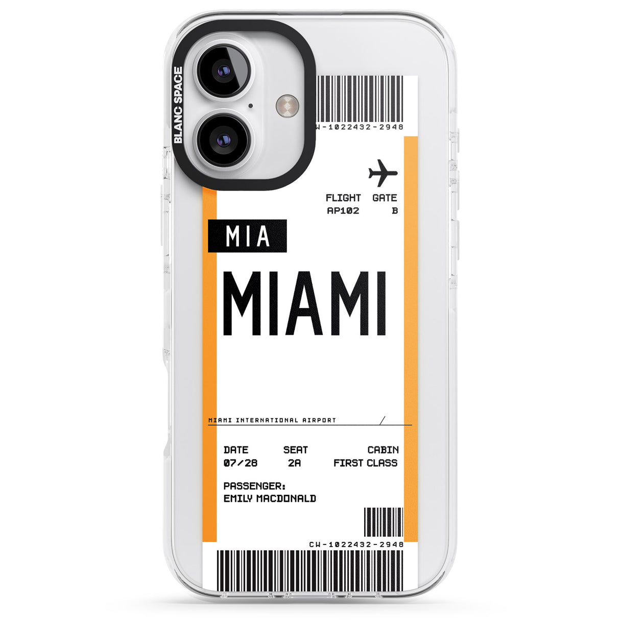 iPhone 16 Pro Max Personalised Miami Boarding Pass Black Impact Phone Case