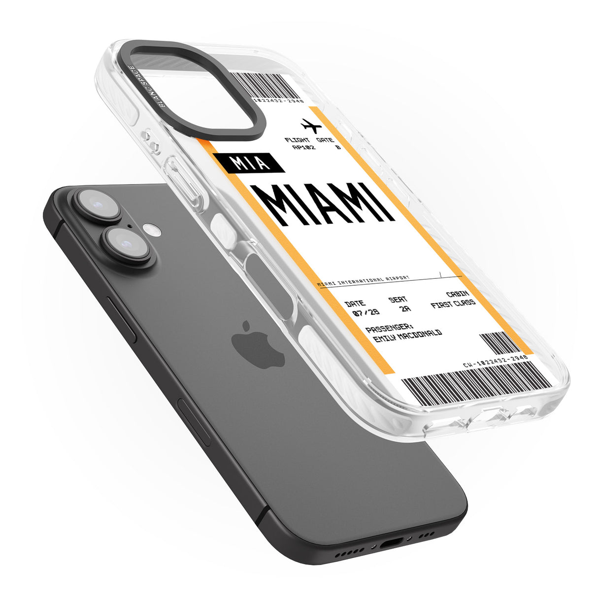 iPhone 16 Pro Max Personalised Miami Boarding Pass Black Impact Phone Case