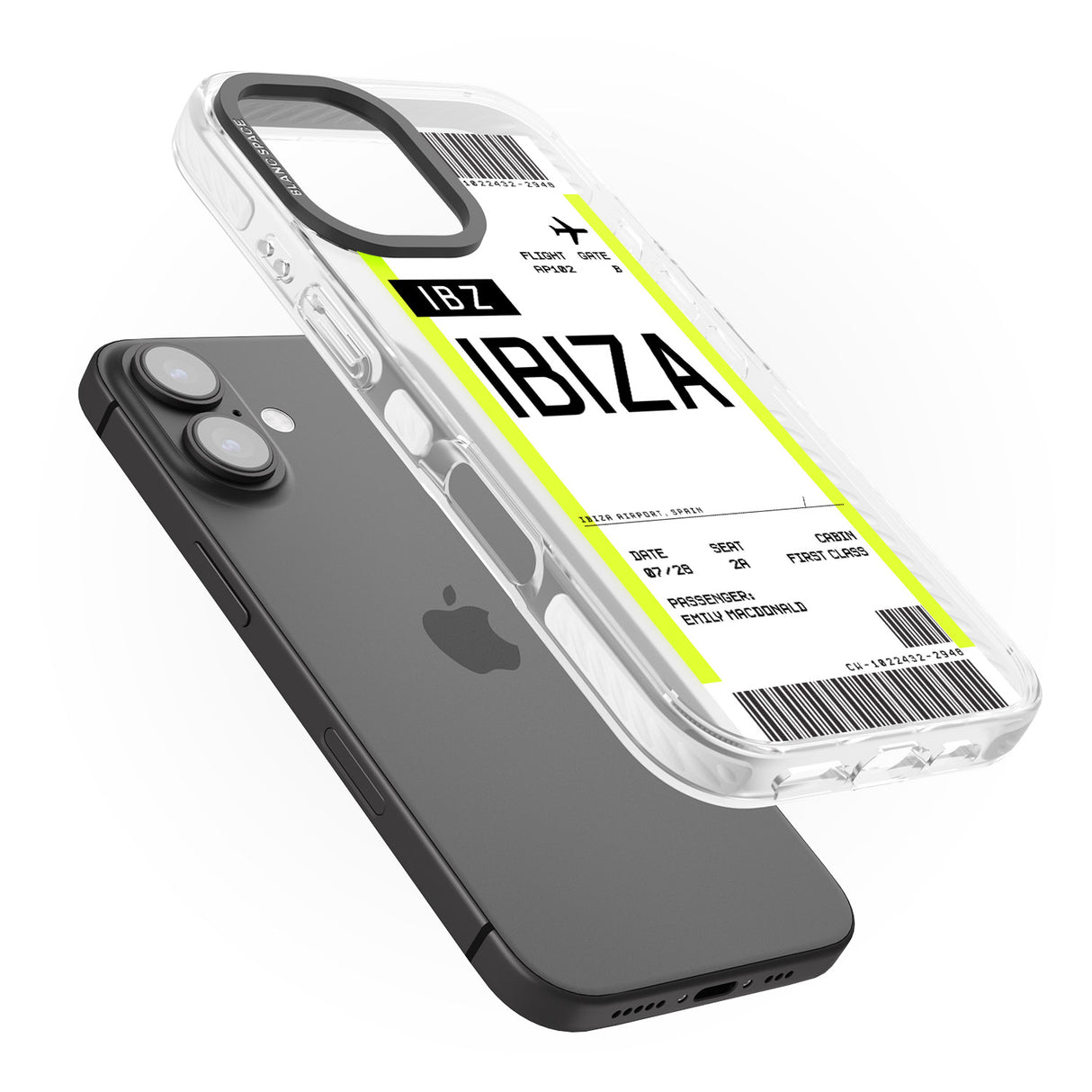 iPhone 16 Pro Max Personalised Ibiza Boarding Pass Black Impact Phone Case