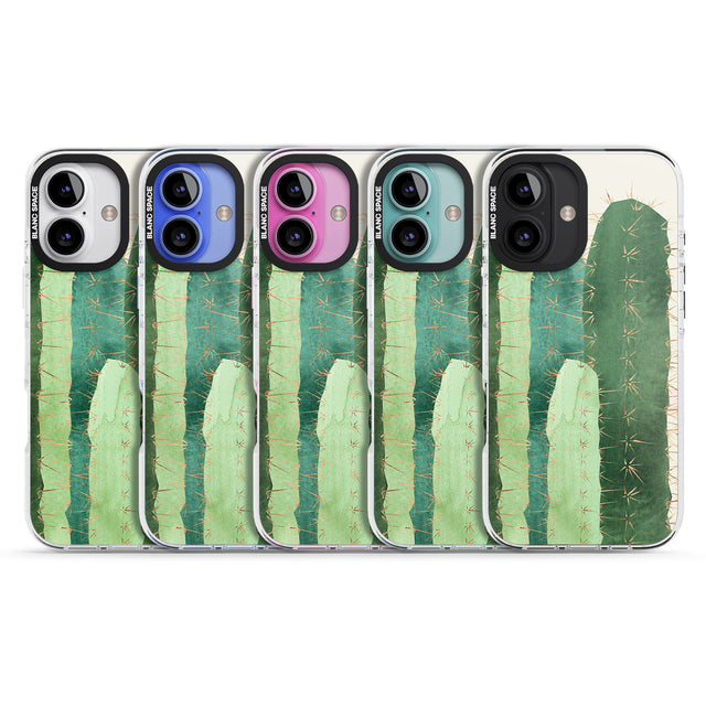 iPhone 16 Pro Max Large Cacti Mix Design Black Impact Phone Case