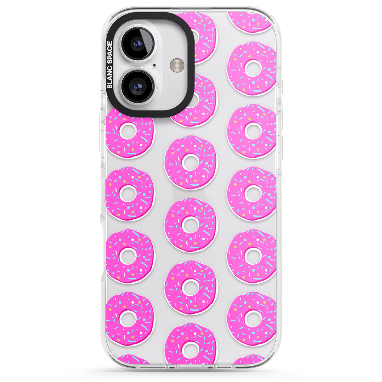 iPhone 16 Pro Max Pink Donut Pattern Black Impact Phone Case