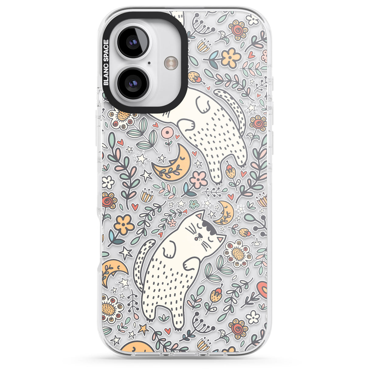 iPhone 16 Pro Max Sleeping Cat Pattern Black Impact Phone Case