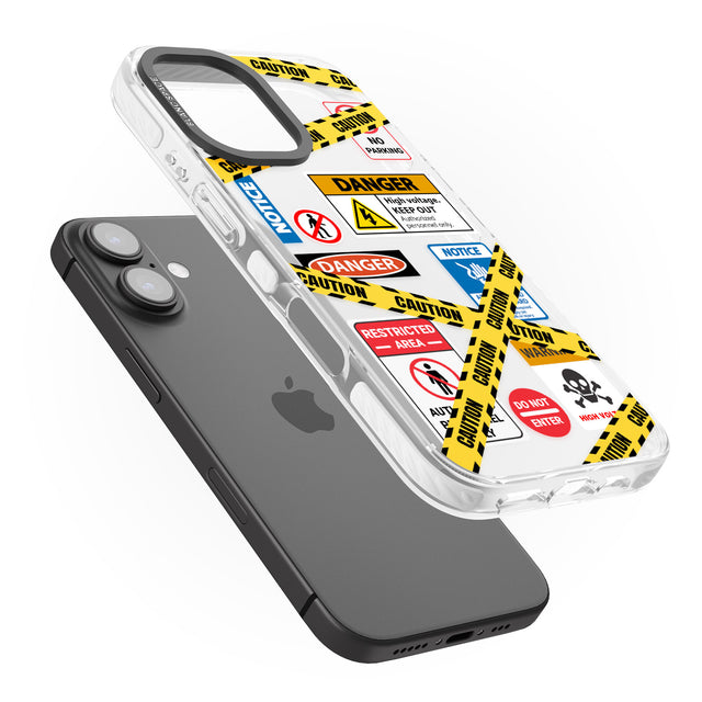 iPhone 16 Pro Max CAUTION Black Impact Phone Case