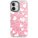 iPhone 16 Pro Max Chalk Hearts Black Impact Phone Case