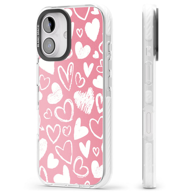 iPhone 16 Pro Max Chalk Hearts Black Impact Phone Case