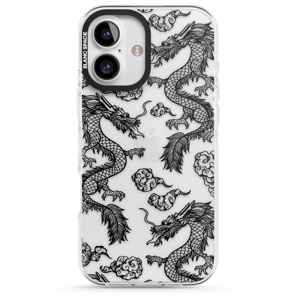 iPhone 16 Pro Max Black Dragon Pattern Black Impact Phone Case