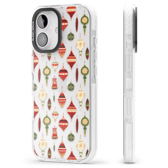 iPhone 16 Pro Max Christmas Baubles Pattern Black Impact Phone Case