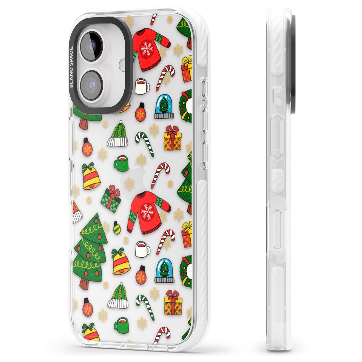 iPhone 16 Pro Max Christmas Mixture Pattern Black Impact Phone Case