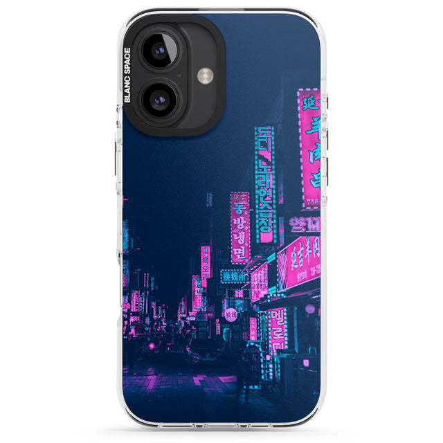 iPhone 16 Pro Max Pink & Turquoise - Neon Cities Black Impact Phone Case