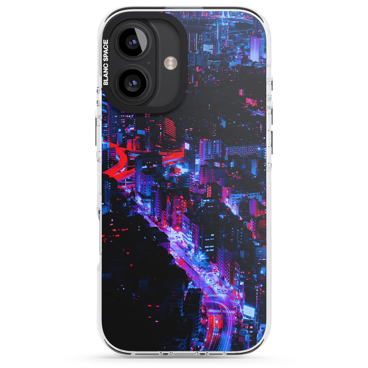 iPhone 16 Pro Max Arial City View - Neon Cities Photographs Black Impact Phone Case