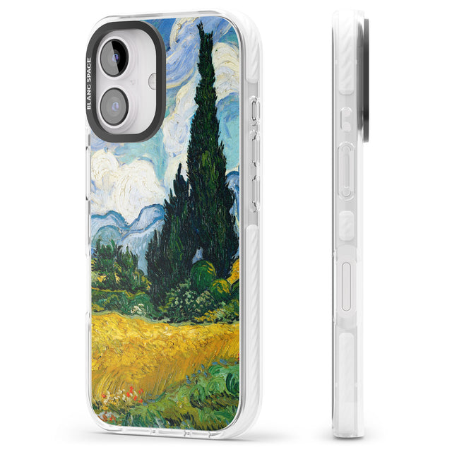 iPhone 16 Pro Max Wheat Field with Cypresses by Vincent Van Gogh Black Impact Phone Case