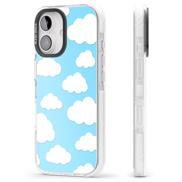 iPhone 16 Pro Max Blue Sky & Clouds Pattern Clear Impact Phone Case + Magsafe