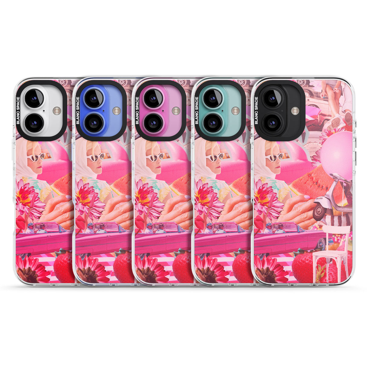 iPhone 16 Pro Max Vintage Collage: Pink Glamour Black Impact Phone Case