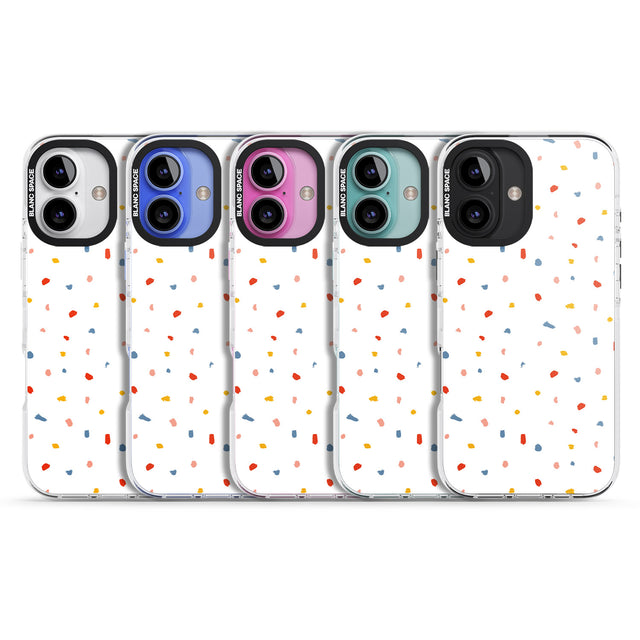 iPhone 16 Pro Max Confetti Print on Solid White Black Impact Phone Case