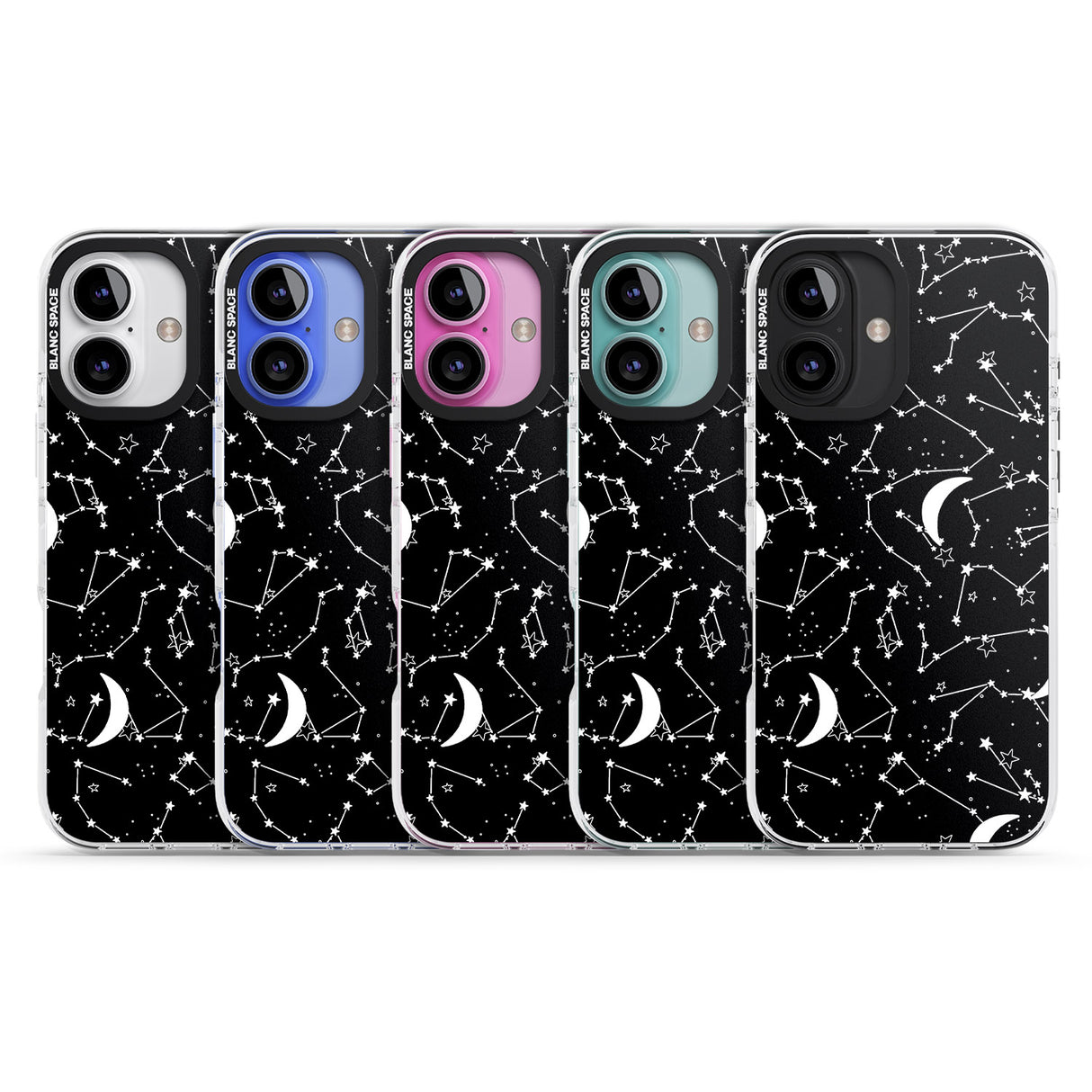 iPhone 16 Pro Max White Stars Constellations on Black Black Impact Phone Case