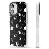 iPhone 16 Pro Max White Planets on Black Black Impact Phone Case