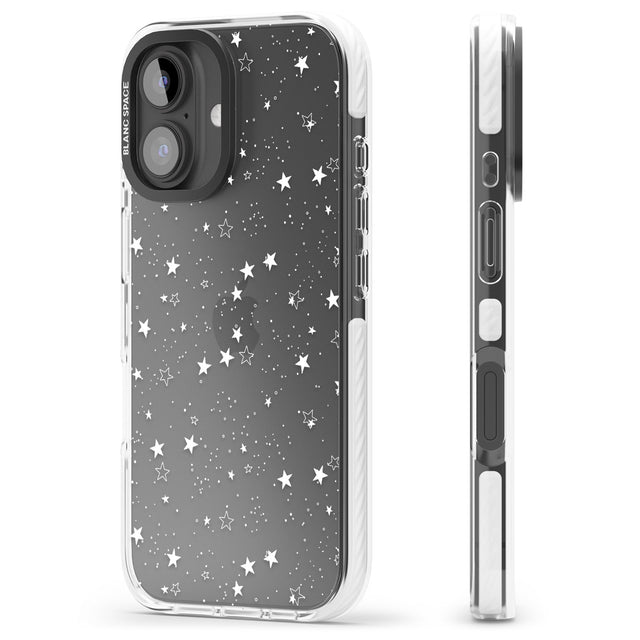 iPhone 16 Pro Max White Stars on Clear Black Impact Phone Case