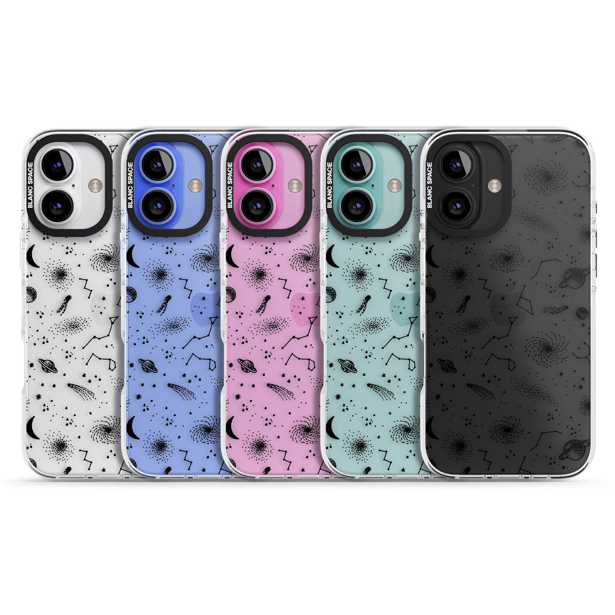 iPhone 16 Pro Max Mixed Galaxy Pattern Black Impact Phone Case